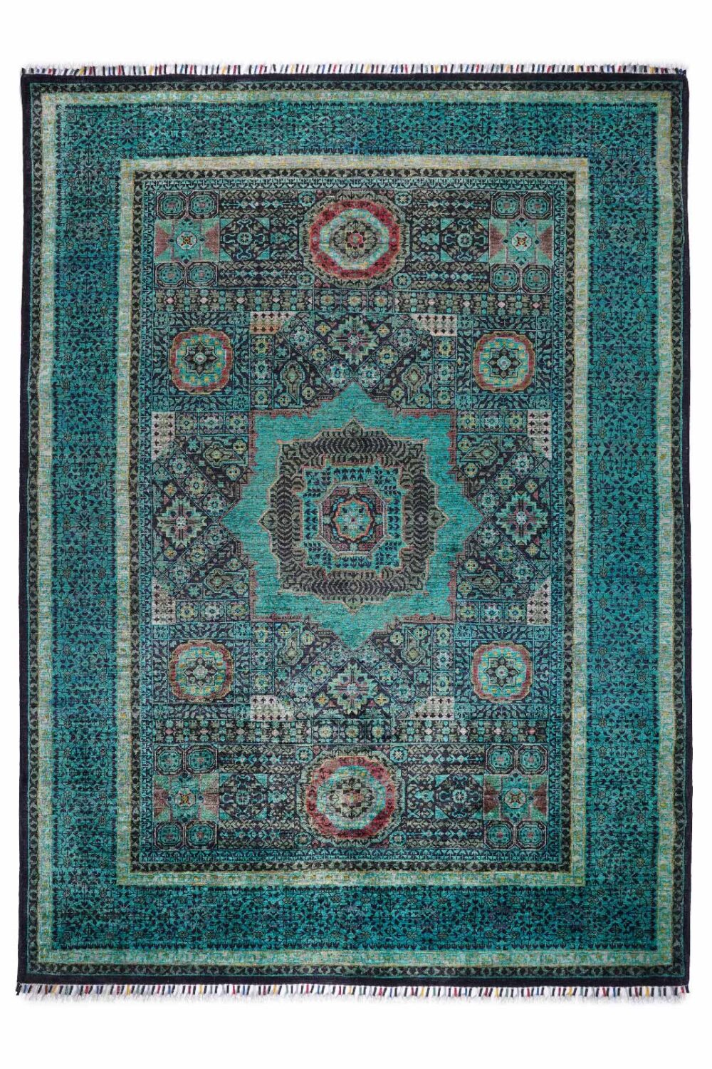 Stunning Blue Rugs for Living Room - Traditional Memluk 7.7x5.8 ft - Rugs Turkey