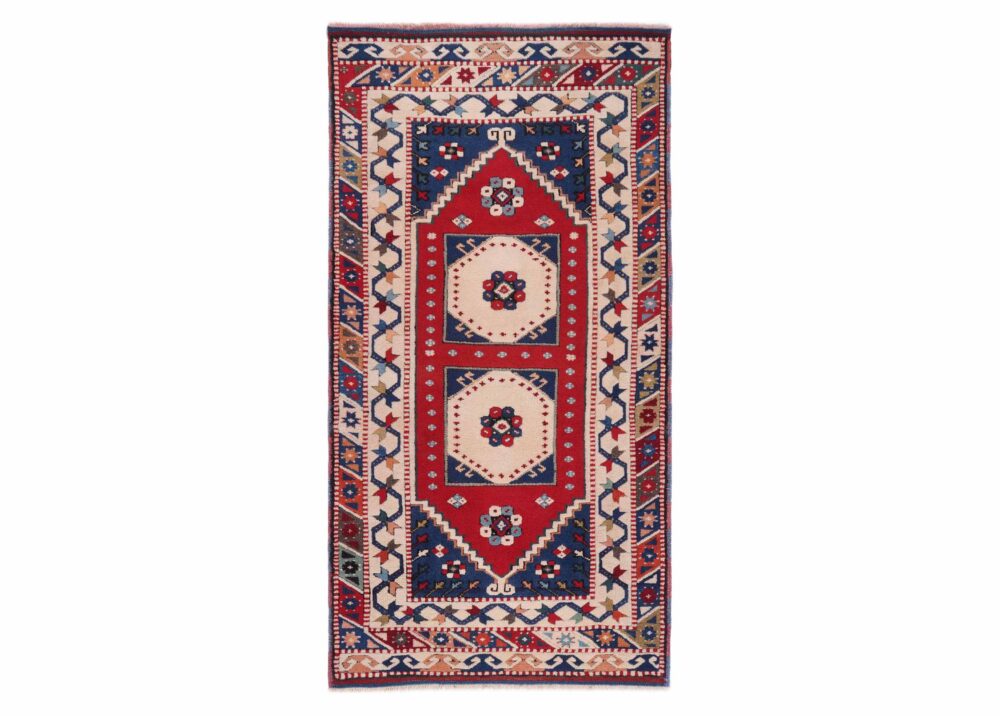 Traditional Beige-Red 3x6 Area Rug Geometric Pattern Yoruk - Rugs Turkey