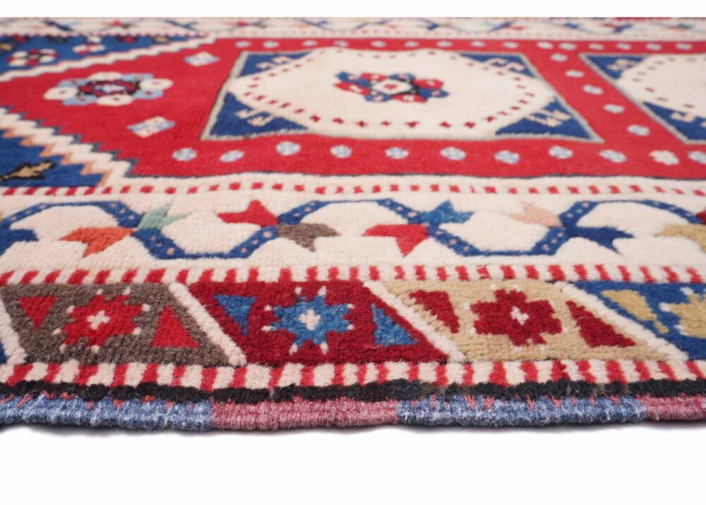 Traditional Beige-Red 3x6 Area Rug Geometric Pattern Yoruk - Rugs Turkey