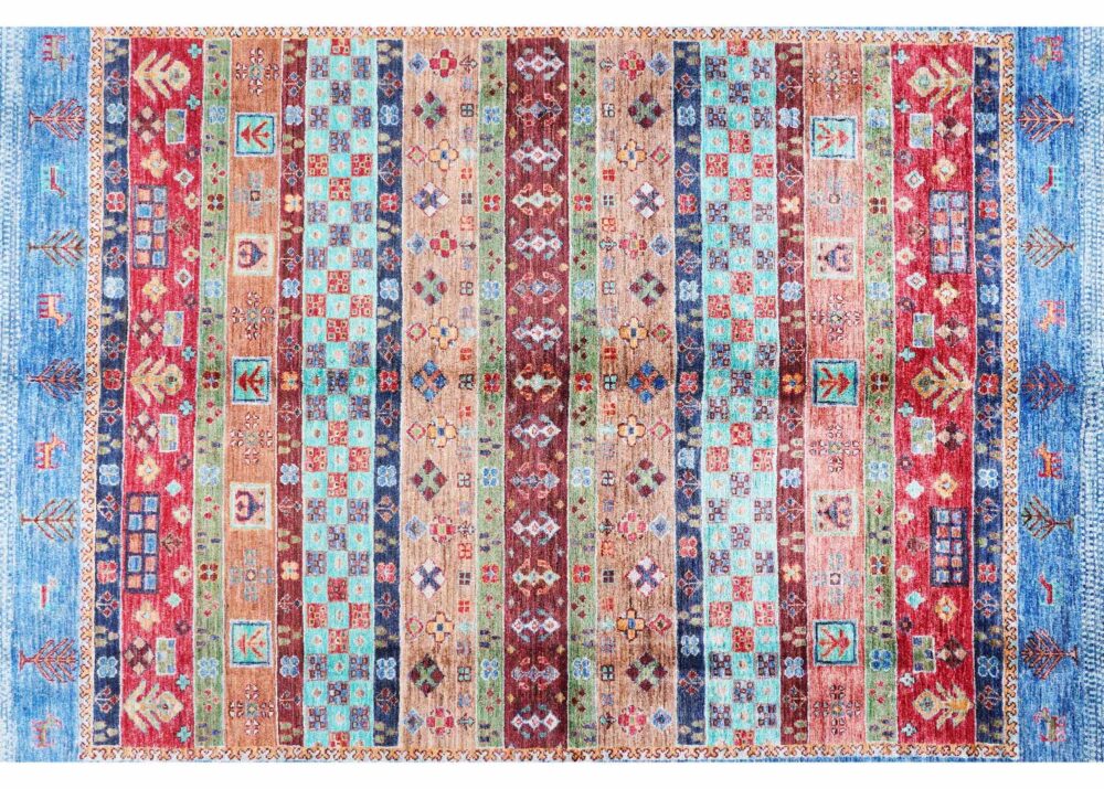 Traditional Colorful Kitchen Rugs Striped Pattern 9.8x6.5 ft Horcan - Rugs Turkey