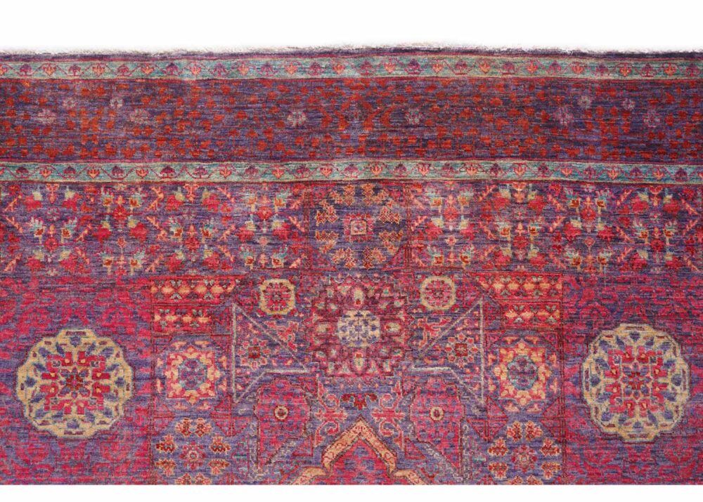 Traditional Geometric Pattern Wool Cotton Red Rug 6.4x4.9 ft Memluk - Rugs Turkey