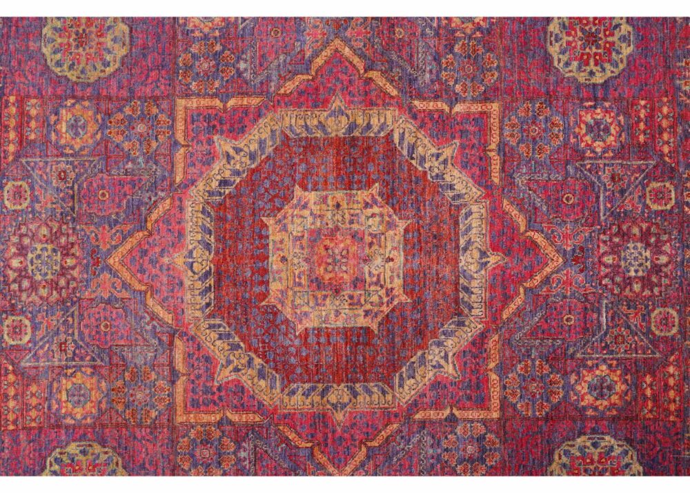 Traditional Geometric Pattern Wool Cotton Red Rug 6.4x4.9 ft Memluk - Rugs Turkey