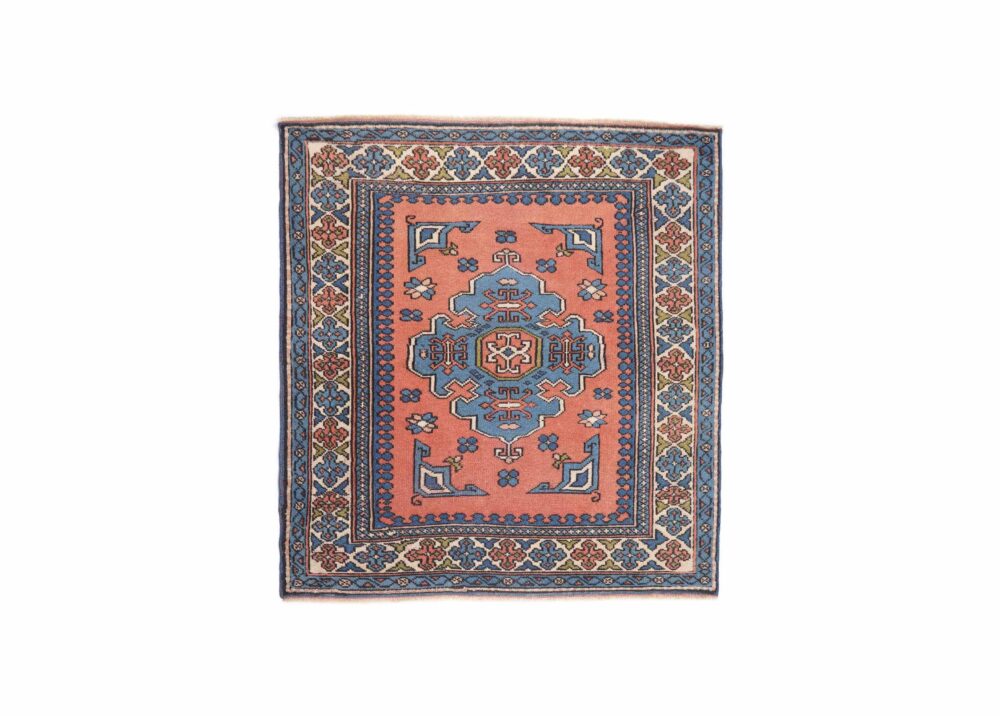 Traditional Kars 4x4 Wool Rug Semi-Old Blue & Orange - Rugs Turkey