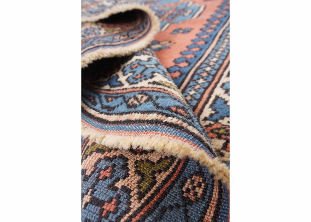 Traditional Kars 4x4 Wool Rug Semi-Old Blue & Orange - Rugs Turkey