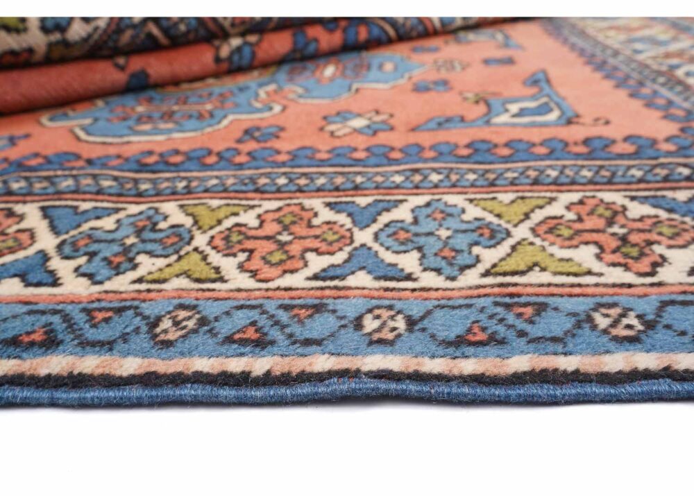 Traditional Kars 4x4 Wool Rug Semi-Old Blue & Orange - Rugs Turkey