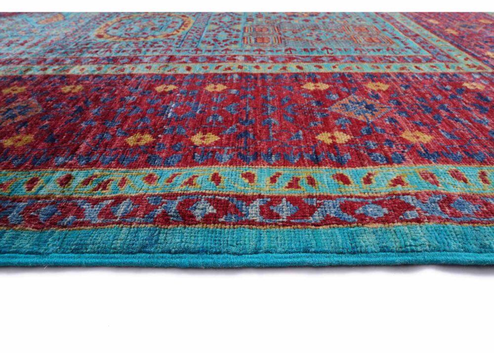 Traditional Memluk Red Blue Area Rug Hand-Knotted Wool-Cotton 7x5 ft - Rugs Turkey