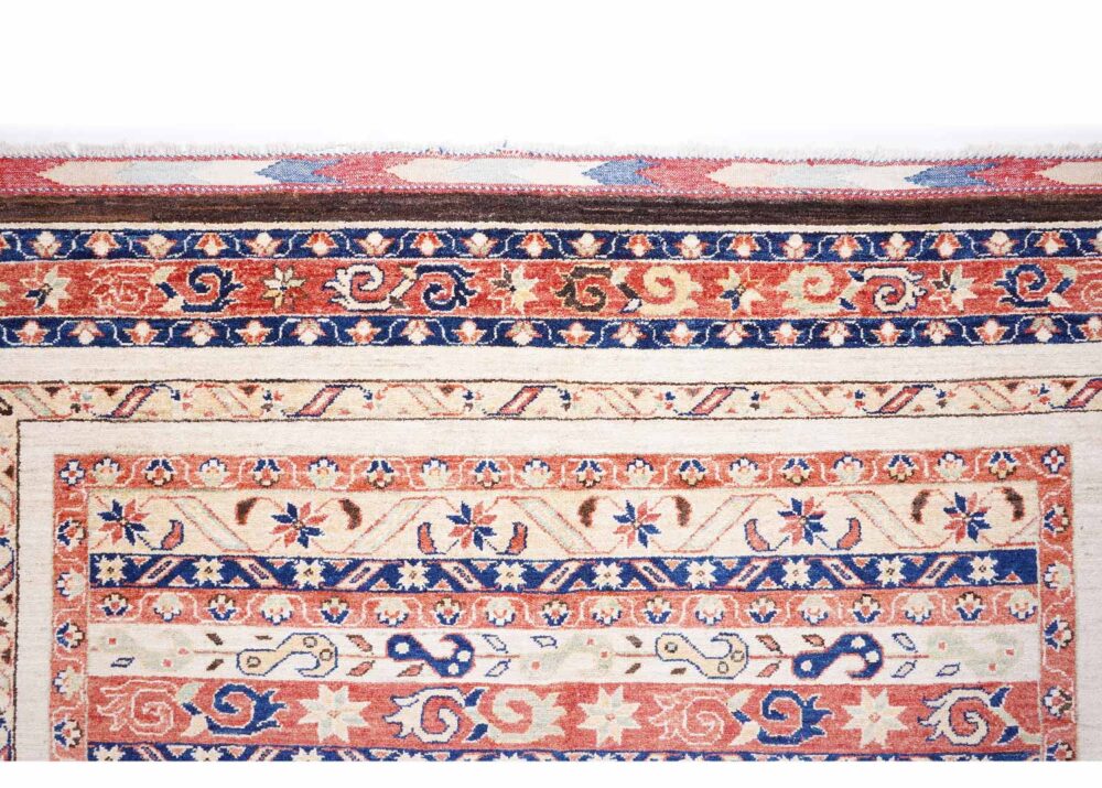 Traditional Outdoor Rug Stripe Pattern Orange-Beige 9x6.7 ft Sherwan - Rugs Turkey