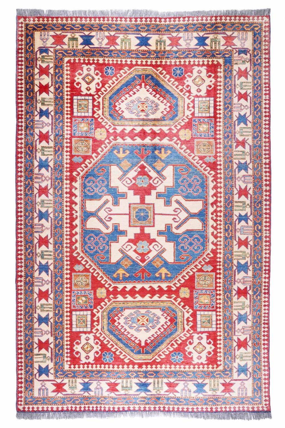 Traditional Sherwan Hand-Knotted with Wool 9x6 Rug Red-Beige - Rugs Turkey