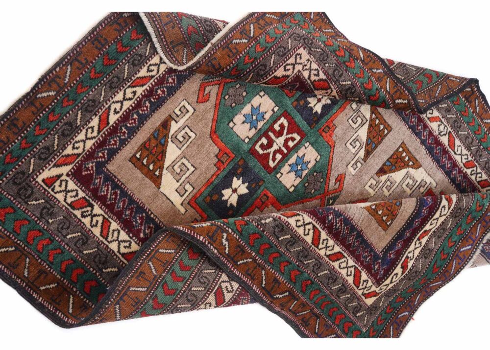 Traditional Vintage Mini Kars Kars Brown Outdoor Rug 4.4x3.8 ft - Rugs Turkey